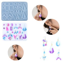 Epoksi Silikon Çoklu Geometrik Modelli Kolye ve Küpe Takı Kalıbı Epoksi Silikon Çoklu Geometrik Modelli Kolye ve Küpe Takı Kalıbı