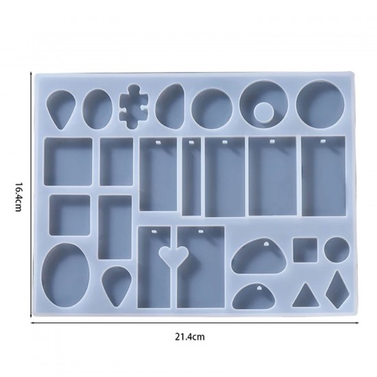 Epoksi Silikon Kalıp Çoklu Takı Kolye Küpe Kalıbı 16.4X21.4 CM 26 Lı