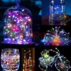 Peri Led Işık|ince Pil Yataklı Şerit Led Kendinden Pilli Rengarenk  (1,5 Metre)