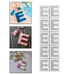 Epoksi Çoklu Silikon Kalıp Düz E Harfi Anahtarlık Reçine Seri Döküm Kalıbı 4 CM 10 Lu