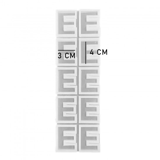 Epoksi Çoklu Silikon Kalıp Düz E Harfi Anahtarlık Reçine Seri Döküm Kalıbı 4 CM 10 Lu