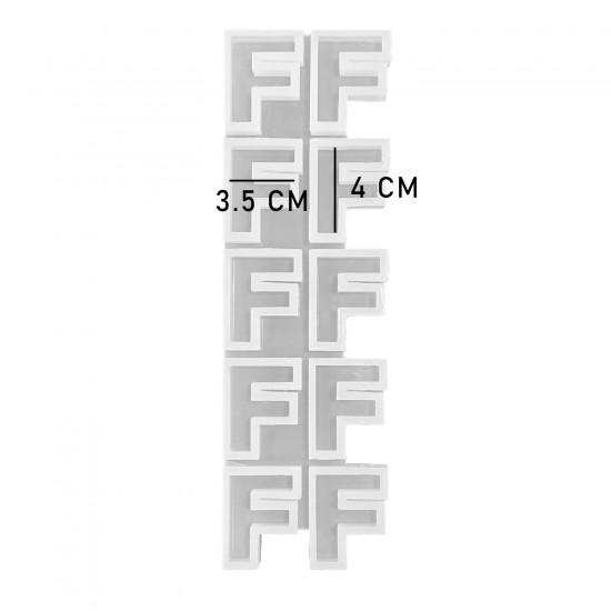 Epoksi Çoklu Silikon Kalıp Düz F Harfi Anahtarlık Reçine Seri Döküm Kalıbı 4 CM 10 Lu