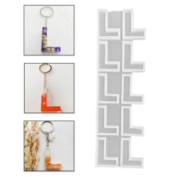 Epoksi Çoklu Silikon Kalıp Düz L Harfi Anahtarlık Reçine Seri Döküm Kalıbı 4 CM 10 Lu