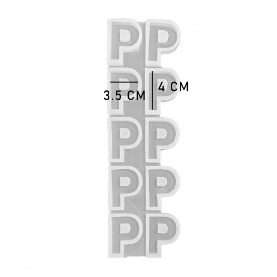 Epoksi Çoklu Silikon Kalıp Düz P Harfi Anahtarlık Reçine Seri Döküm Kalıbı 4 CM 10 Lu