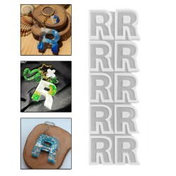 Epoksi Çoklu Silikon Kalıp Düz R Harfi Anahtarlık Reçine Seri Döküm Kalıbı 4 CM 10 Lu