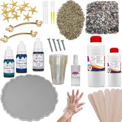 Epoksi Deniz Efektli Tepsi Seti (49 Parça)