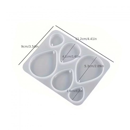 Epoksi Silikon Kalıp Çoklu Anahtarlık Damla Model Delikli Kolye Küpe Kalıbı