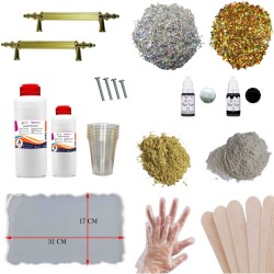 Epoksi Geode Desenli Dikdörtgen Tepsi Seti 23 Parça