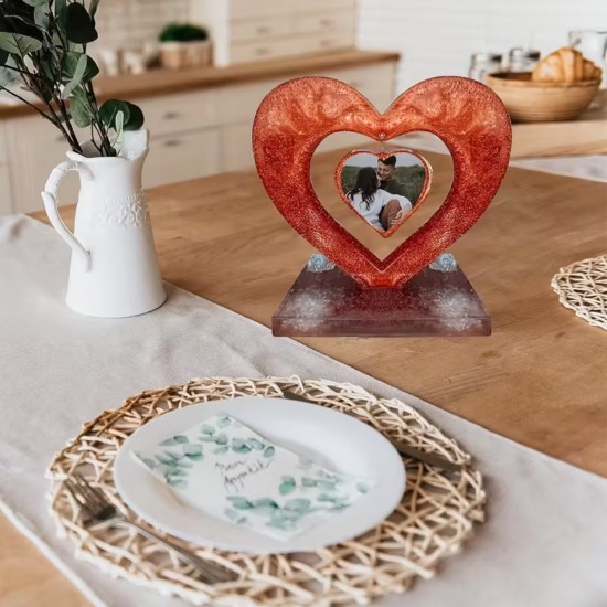Epoksi Sevgililer Günü Fotoğraf Çerçevesi Kalp Dekoratif Resimlik Kalıbı