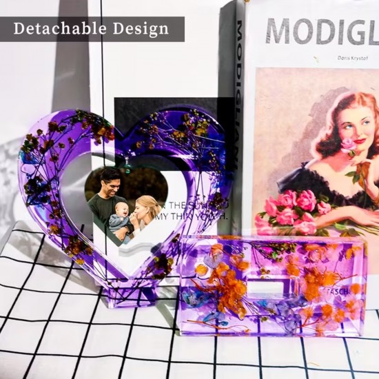 Epoksi Sevgililer Günü Fotoğraf Çerçevesi Kalp Dekoratif Resimlik Kalıbı