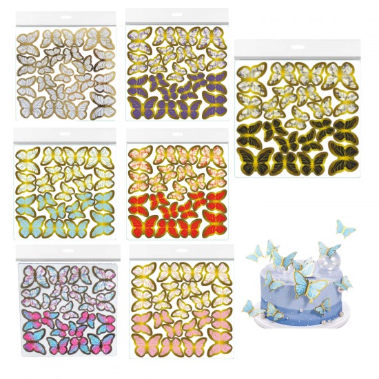 Varaklı Kelebek Dekoratif Süs (63 Adet)