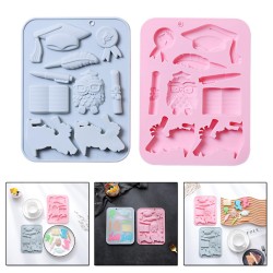 Silikon Mezuniyet Temalı Çikolata Ve Jelibon Kalıbı 9 Lu