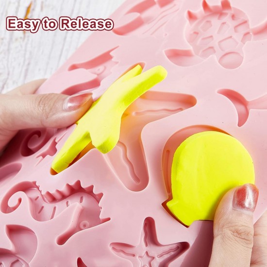 Silikon 13 Farklı Deniz Canlıları Figürleri Çikolata Ve Jelibon Kalıbı