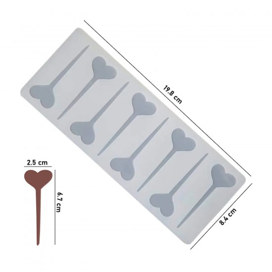 Silikon Kalp Şeklinde Kek Pasta Süsleme Çubuğu Kalıbı 8 Li
