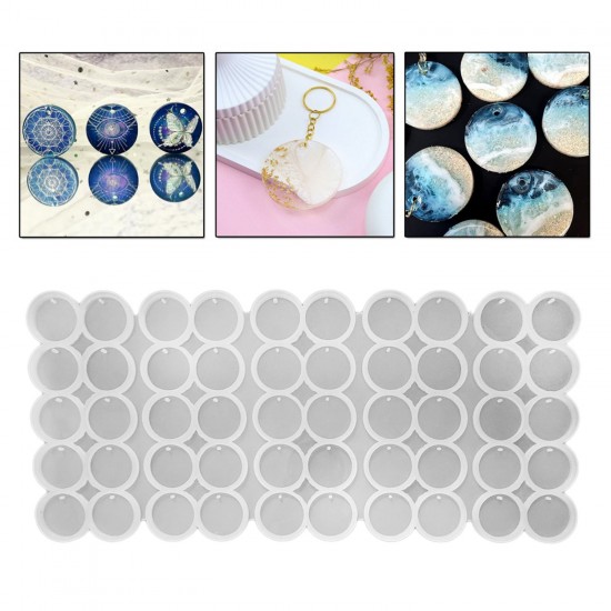 Epoksi Silikon Kalıp Yuvarlak Delikli Anahtarlık Kalıbı 5 CM 50 Li