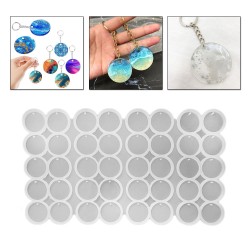 Epoksi Silikon Kalıp Yuvarlak Delikli Anahtarlık Kalıbı 5 CM 40 Lı