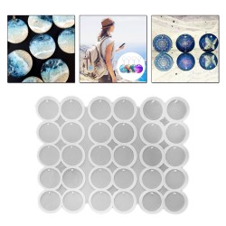 Epoksi Silikon Kalıp Yuvarlak Delikli Anahtarlık Kalıbı 5 CM 30 Lu