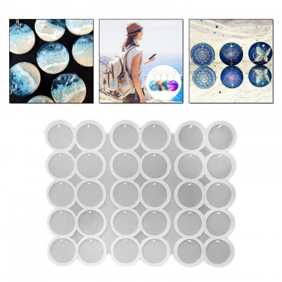 Epoksi Silikon Kalıp Yuvarlak Delikli Anahtarlık Kalıbı 5 CM 30 Lu