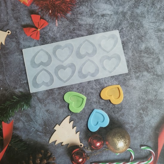 Silikon Kalp Desenli Çikolata ve Şeker Kalıbı 8 Li