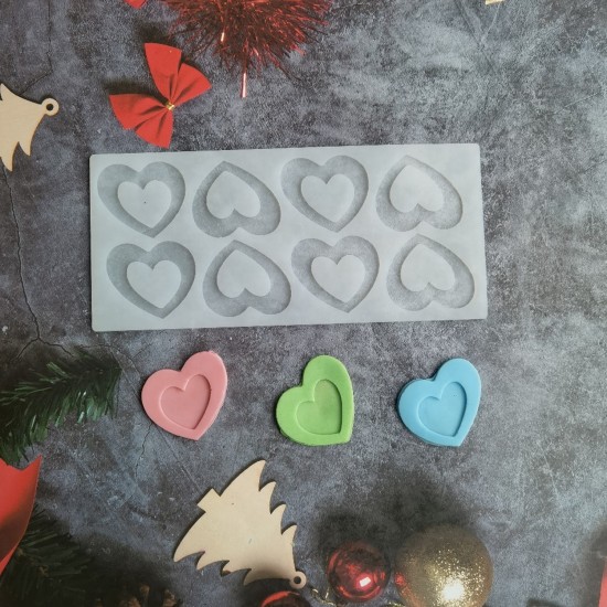 Silikon Kalp Desenli Çikolata ve Şeker Kalıbı 8 Li