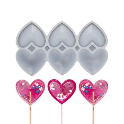 Silikon Kalıp Kalp Model Bombeli ve Düz Şeker Lolipop Kalıbı 6 Lı