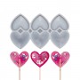 Silikon Kalıp Kalp Model Bombeli ve Düz Şeker Lolipop Kalıbı 6 Lı