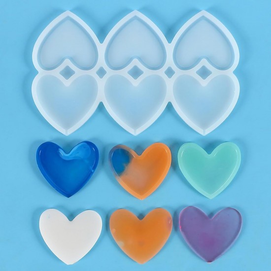 Silikon Kalıp Kalp Model Bombeli ve Düz Şeker Lolipop Kalıbı 6 Lı