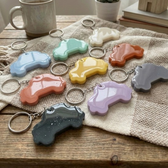 Epoksi Silikon Kalıp Araba Model Anahtarlık Kalıbı 6.5 CM 10 Lu