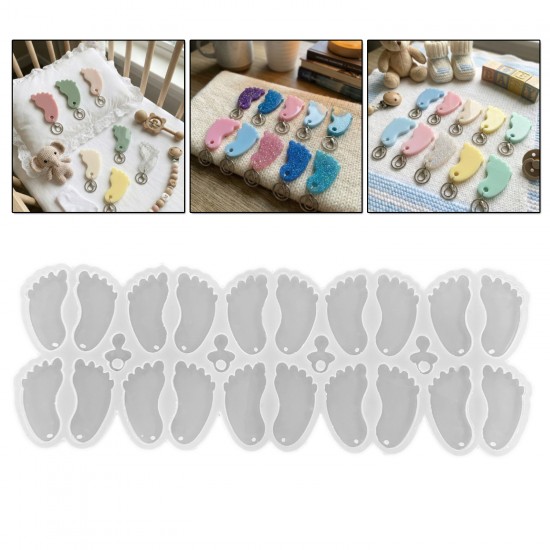 Epoksi Silikon Kalıp Bebek Ayağı Anahtarlık Kalıbı 10 Lu