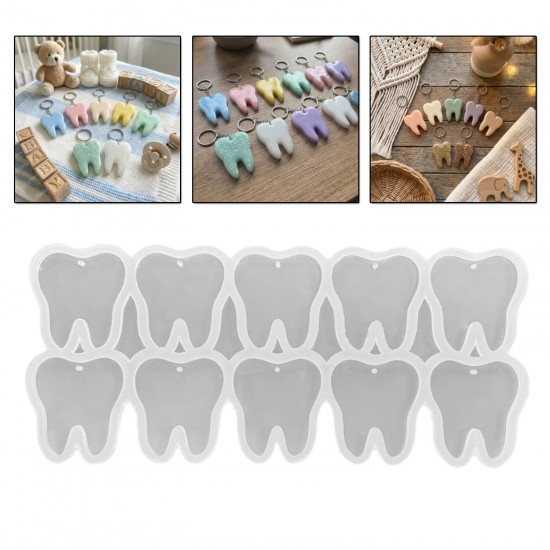 Epoksi Silikon Kalıp Diş Model Anahtarlık Kalıbı 10 Lu