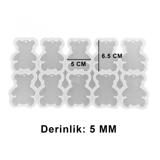 Epoksi Silikon Kalıp Ayıcık Şekilli Anahtarlık Kalıbı 10 Lu