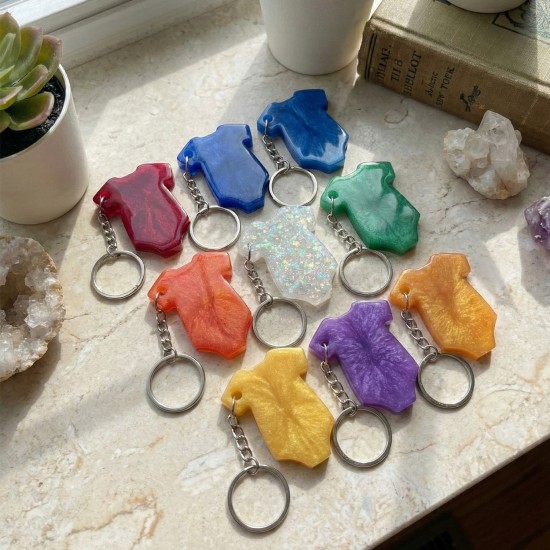 Epoksi Silikon Kalıp Bebek Kıyafeti Şekilli Anahtarlık Kalıbı 10 Lu