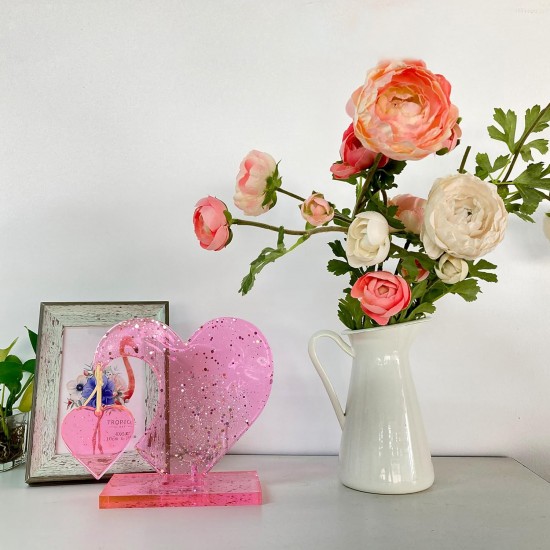 Epoksi YERLİ Sevgililer Günü Fotoğraf Çerçevesi Kalp Masaüstü Resimlik Kalıbı