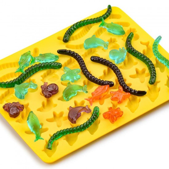 Silikon Deniz Canlıları Figürleri Solucan Haribo Çikolata Ve Jelibon Kalıbı