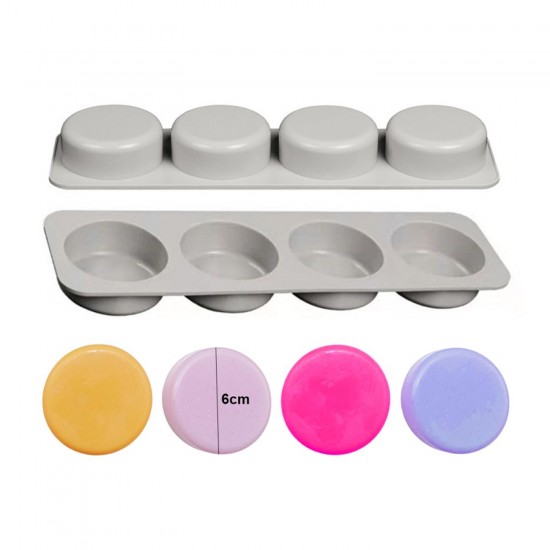 Silikon Kalıp Yuvarlak Sabun Taş Tozu Ve Kek Çikolata Kalıbı 4 Lü