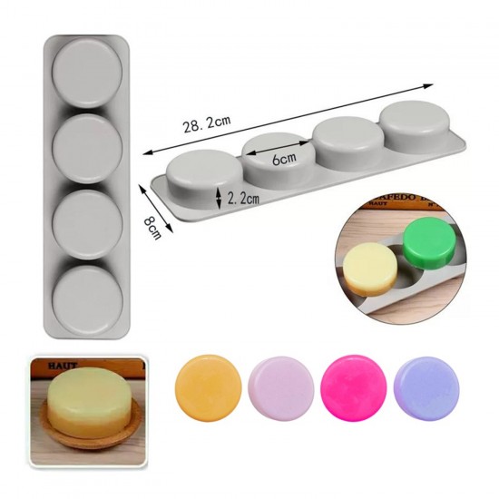 Silikon Kalıp Yuvarlak Sabun Taş Tozu Ve Kek Çikolata Kalıbı 4 Lü