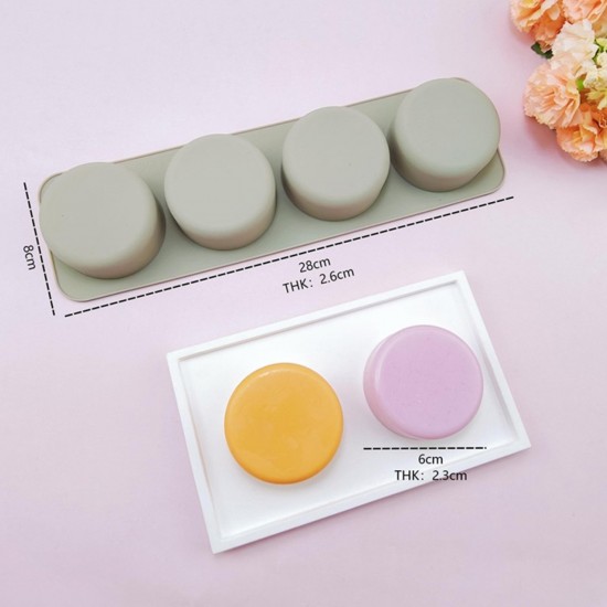 Silikon Kalıp Yuvarlak Sabun Taş Tozu Ve Kek Çikolata Kalıbı 4 Lü