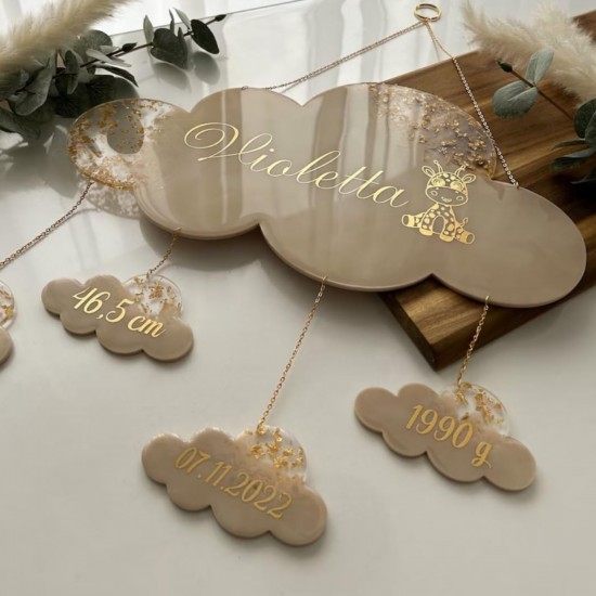 Epoksi Bulut Baby Shower Kapı Süsü Kalıbı