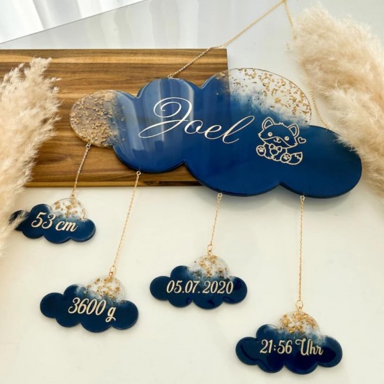 Epoksi Bulut Baby Shower Kapı Süsü Kalıbı