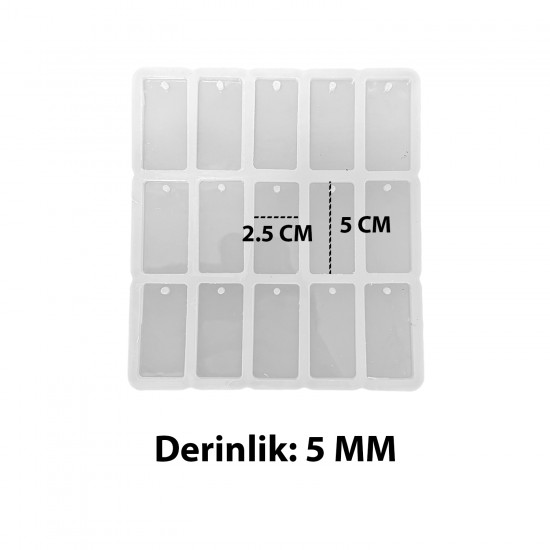 Epoksi Dikdörtgen Anahtarlık ve Kolye Kalıbı 15 Li