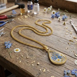 Epoksi Damla Model Metal Kolye Takı Ucu (5 Adet)