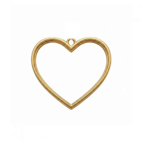 Epoksi Kalp Model Metal Kolye Takı Ucu (5 Adet)