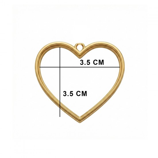 Epoksi Kalp Model Metal Kolye Takı Ucu (5 Adet)