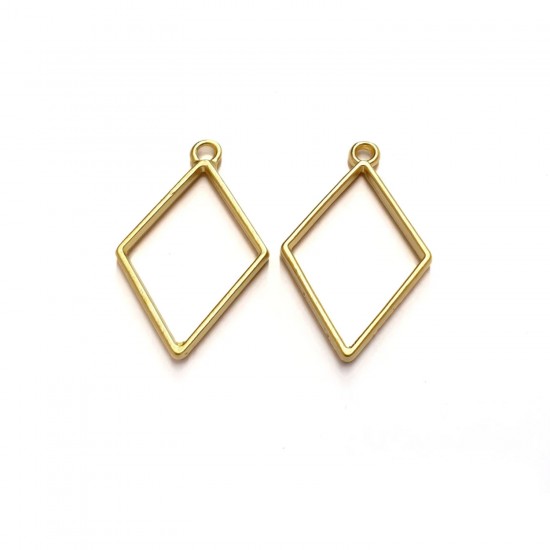 Epoksi Basık Kare Model Metal Kolye Takı Ucu (5 Adet)