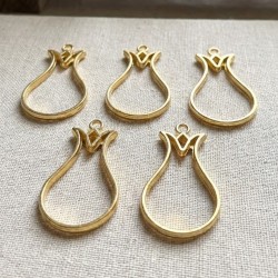 Epoksi Lale Model Metal Kolye Takı Ucu (5 Adet)
