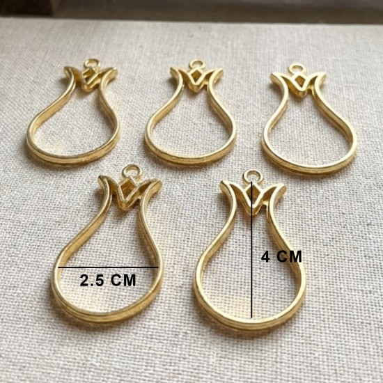 Epoksi Lale Model Metal Kolye Takı Ucu (5 Adet)
