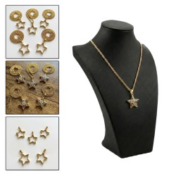 Epoksi Yıldız Model Metal Kolye Takı Ucu (5 Adet)