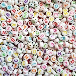 Akrilik Renkli Harfli Boncuk 4x7 MM (100 GR)