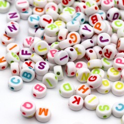 Akrilik Renkli Harfli Boncuk 4x7 MM (100 GR)