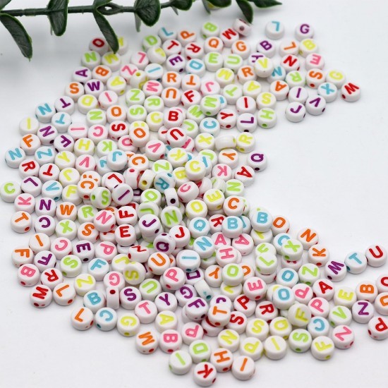 Akrilik Renkli Harfli Boncuk 4x7 MM (100 GR)